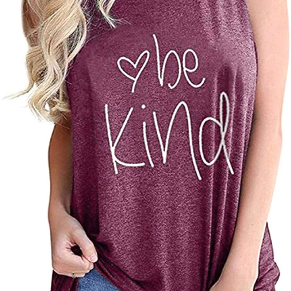 Be kind woman’s tank top in mulberry and size small